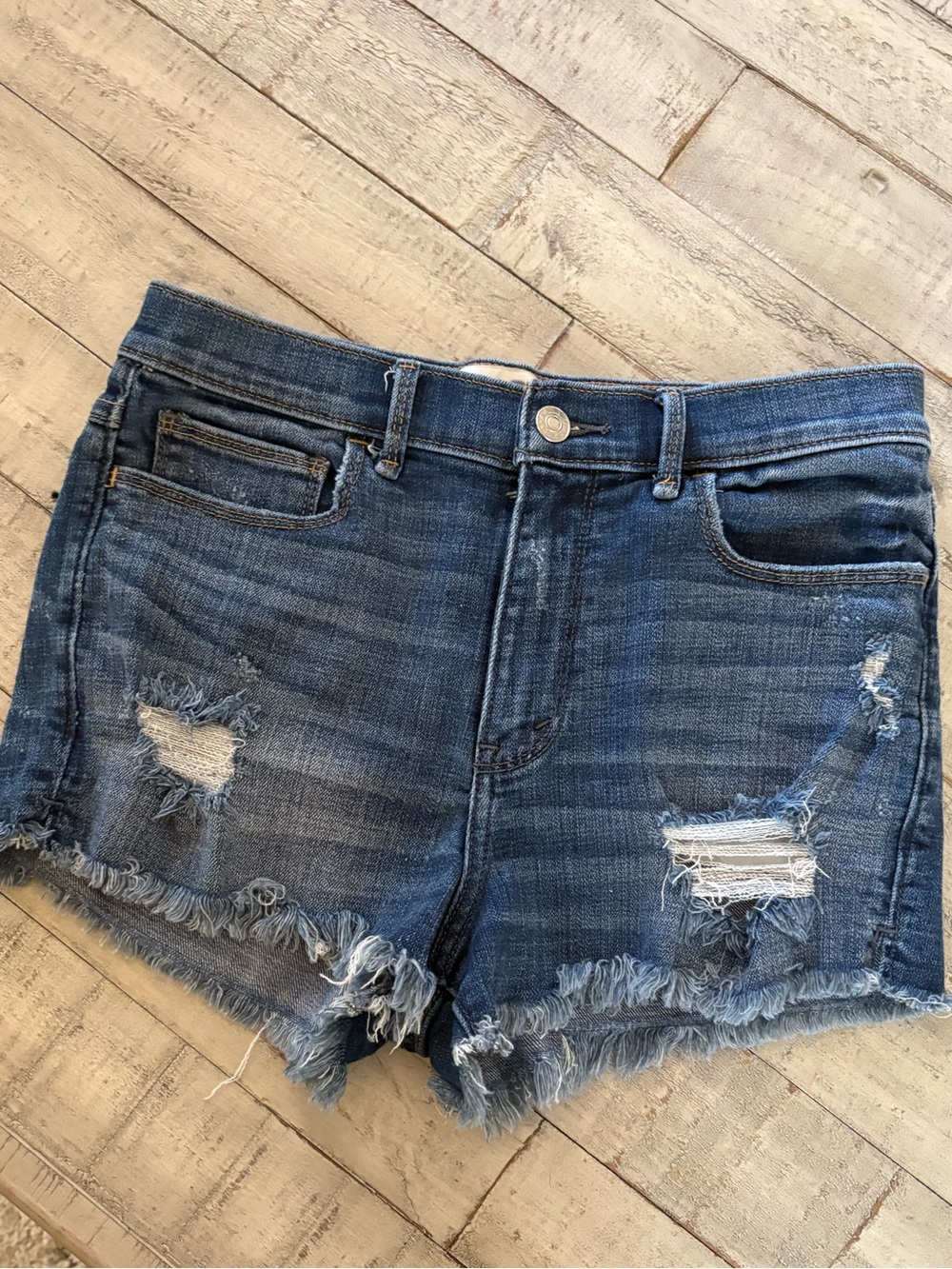 Abercrombie & Fitch Blue Distressed Denim Cutoff Shorts